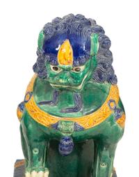 A Pair of Chinese Glazed Ceramic Guardian Lions