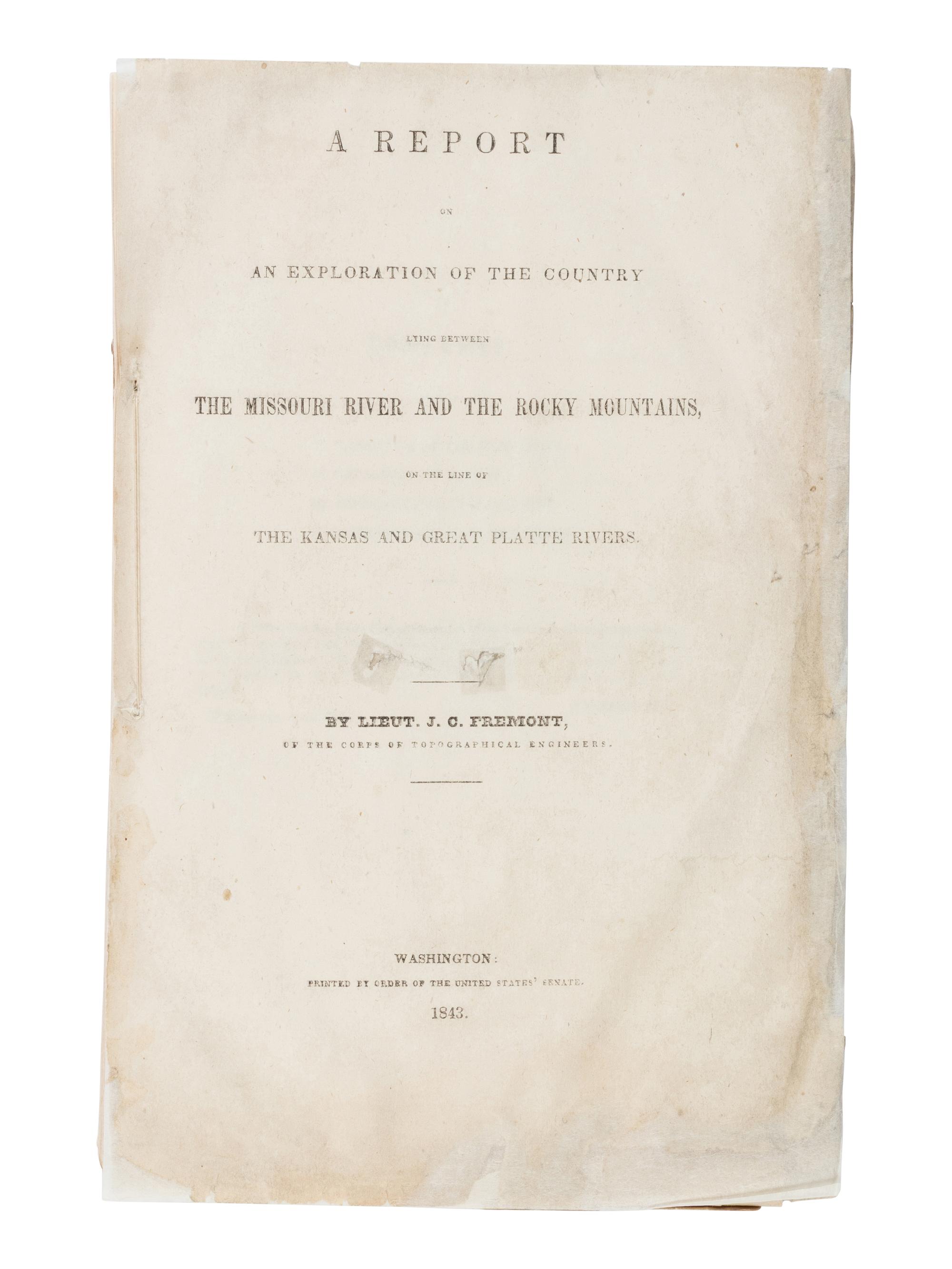 [Americana] Fremont, John C. A Report on an Exploration of the Country between the Missouri and Rocky Mountains, on the Line of the Kansas and Great Platte Rivers