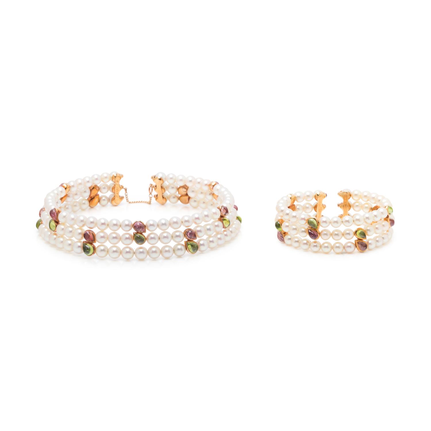 VAN CLEEF & ARPELS, CULTURED PEARL AND GEMSTONE SET