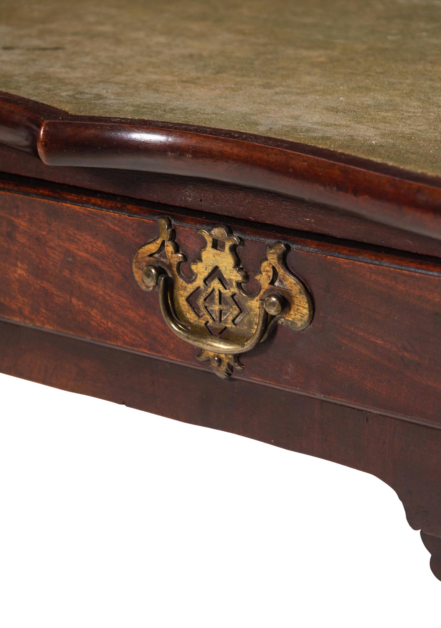 An Irish George III Mahogany Triple-Fold Game and Tea Table