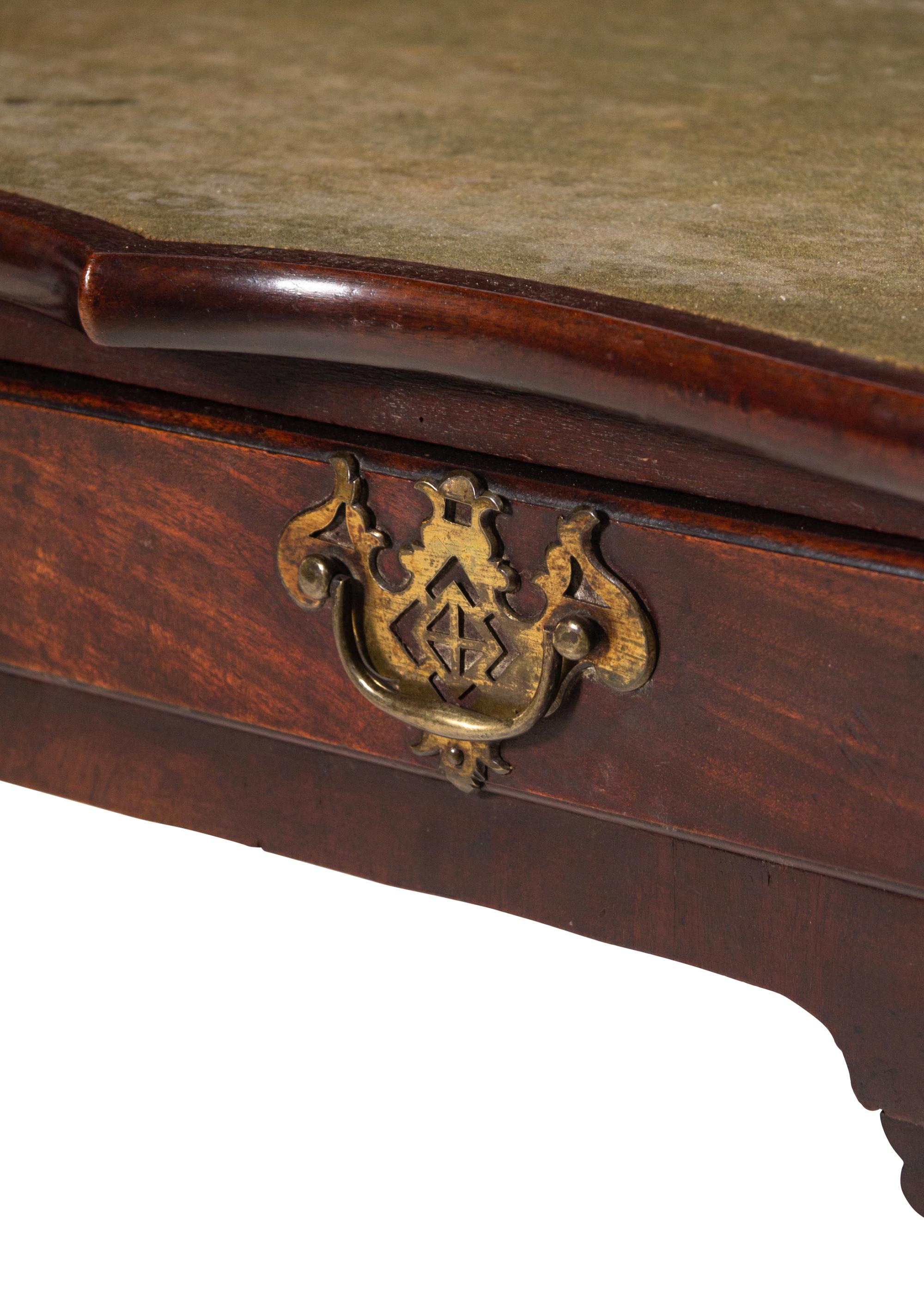 An Irish George III Mahogany Triple-Fold Game and Tea Table