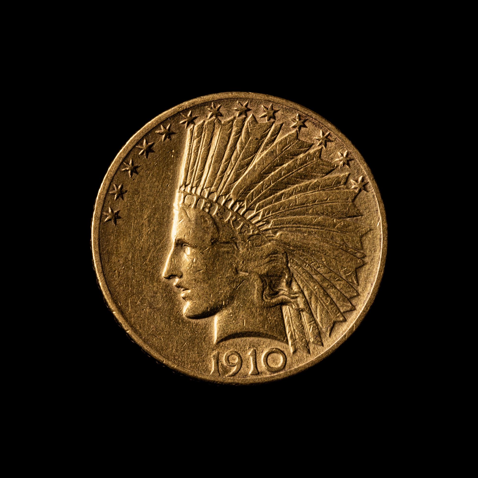A 1910-S Indian Head $10 Gold Coin