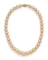 CULTURED GOLDEN BAROQUE PEARL AND DIAMOND NECKLACE