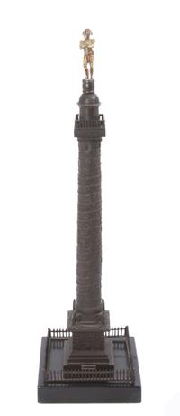A French Patinated Bronze Column Height 19 3/4 inches.