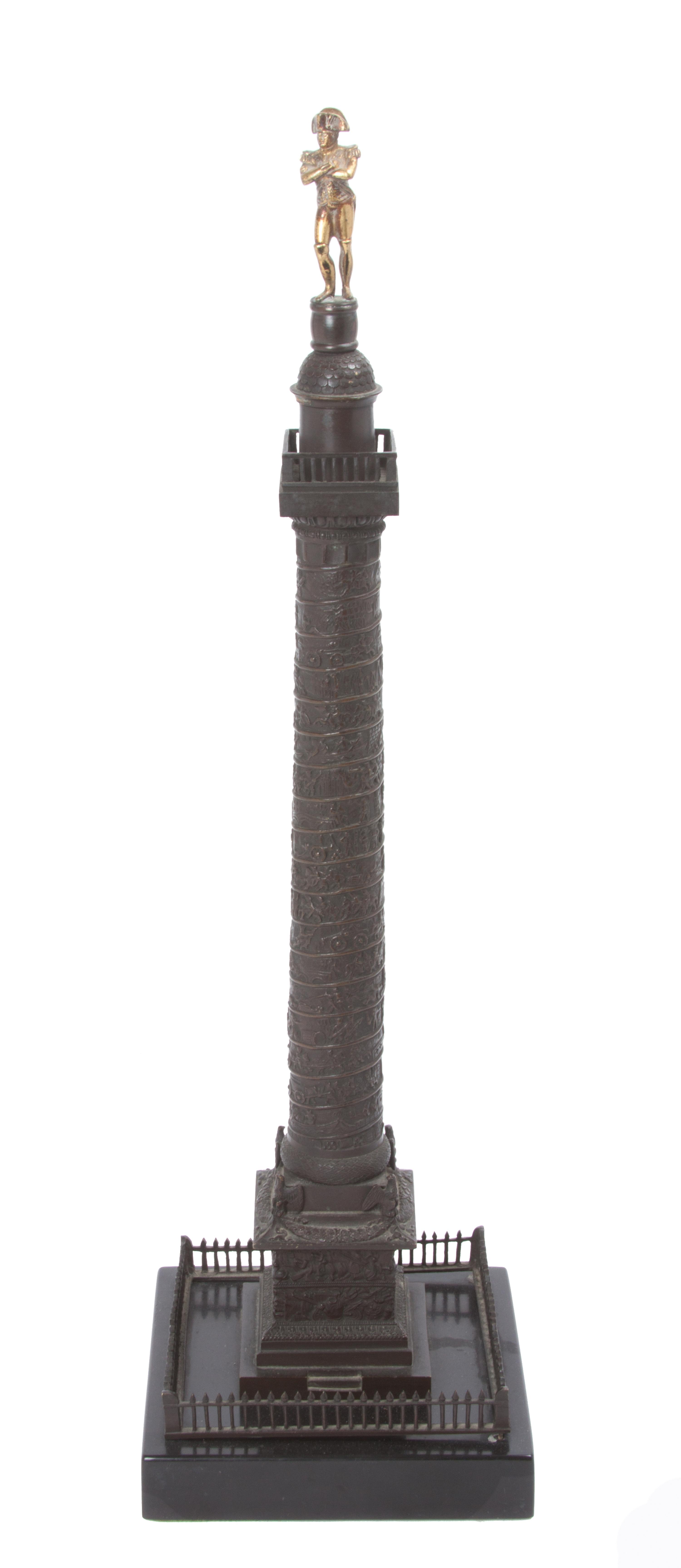 A French Patinated Bronze Column Height 19 3/4 inches.