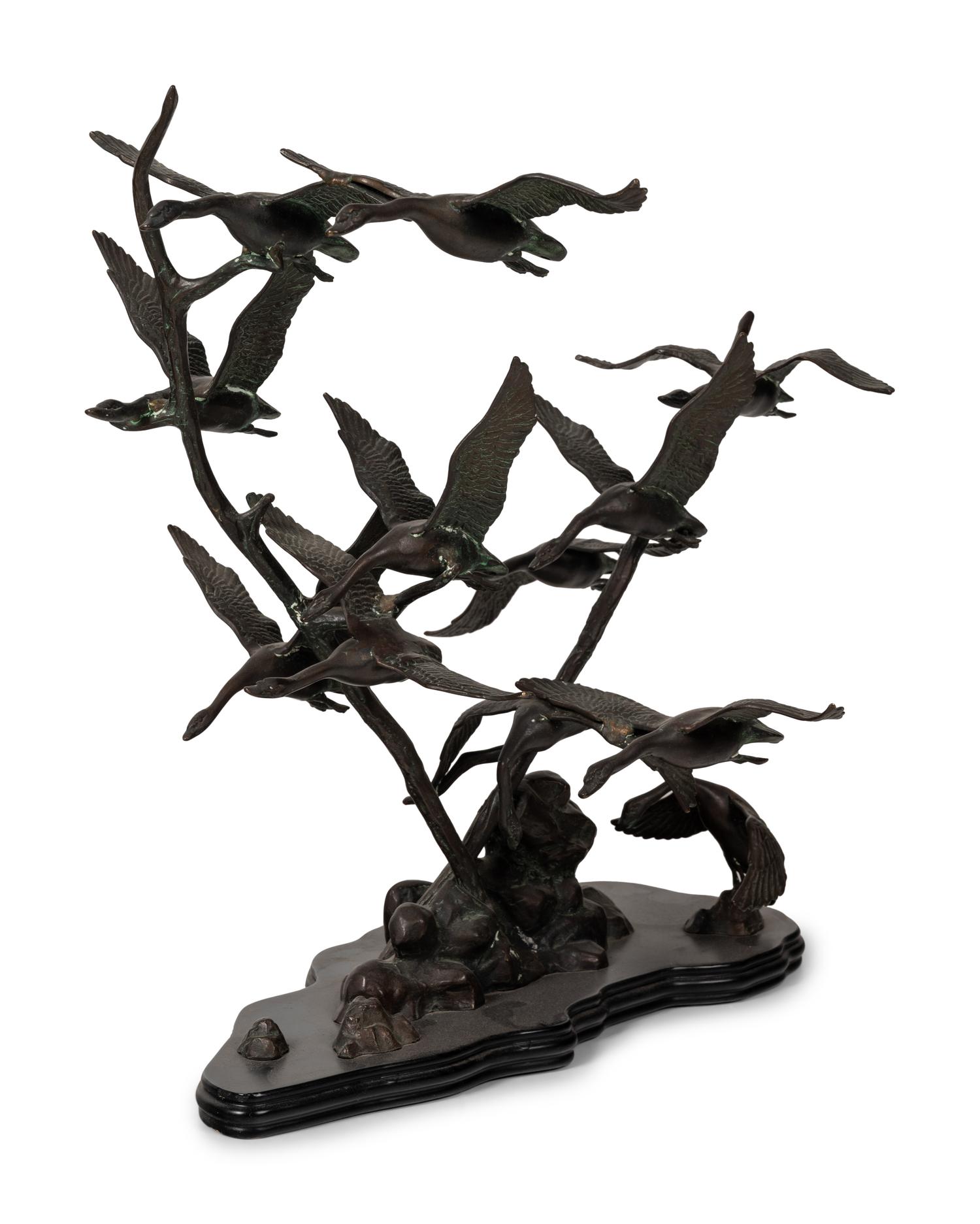 A Bronze Group of Flying Geese