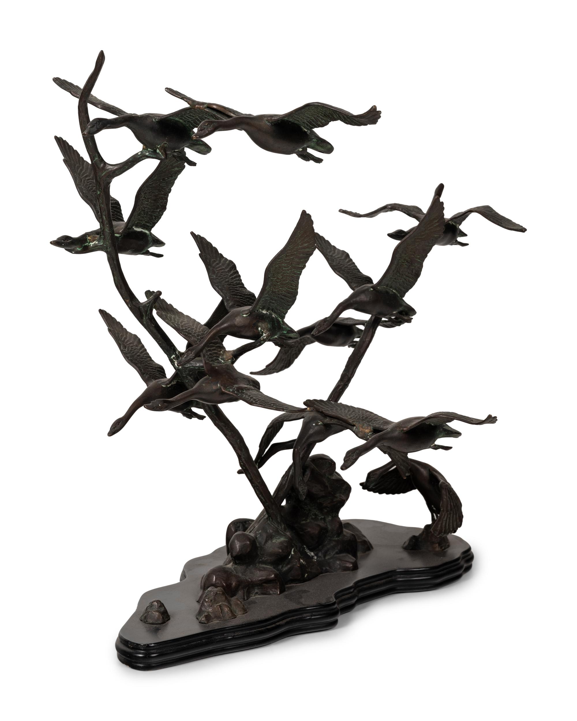 A Bronze Group of Flying Geese