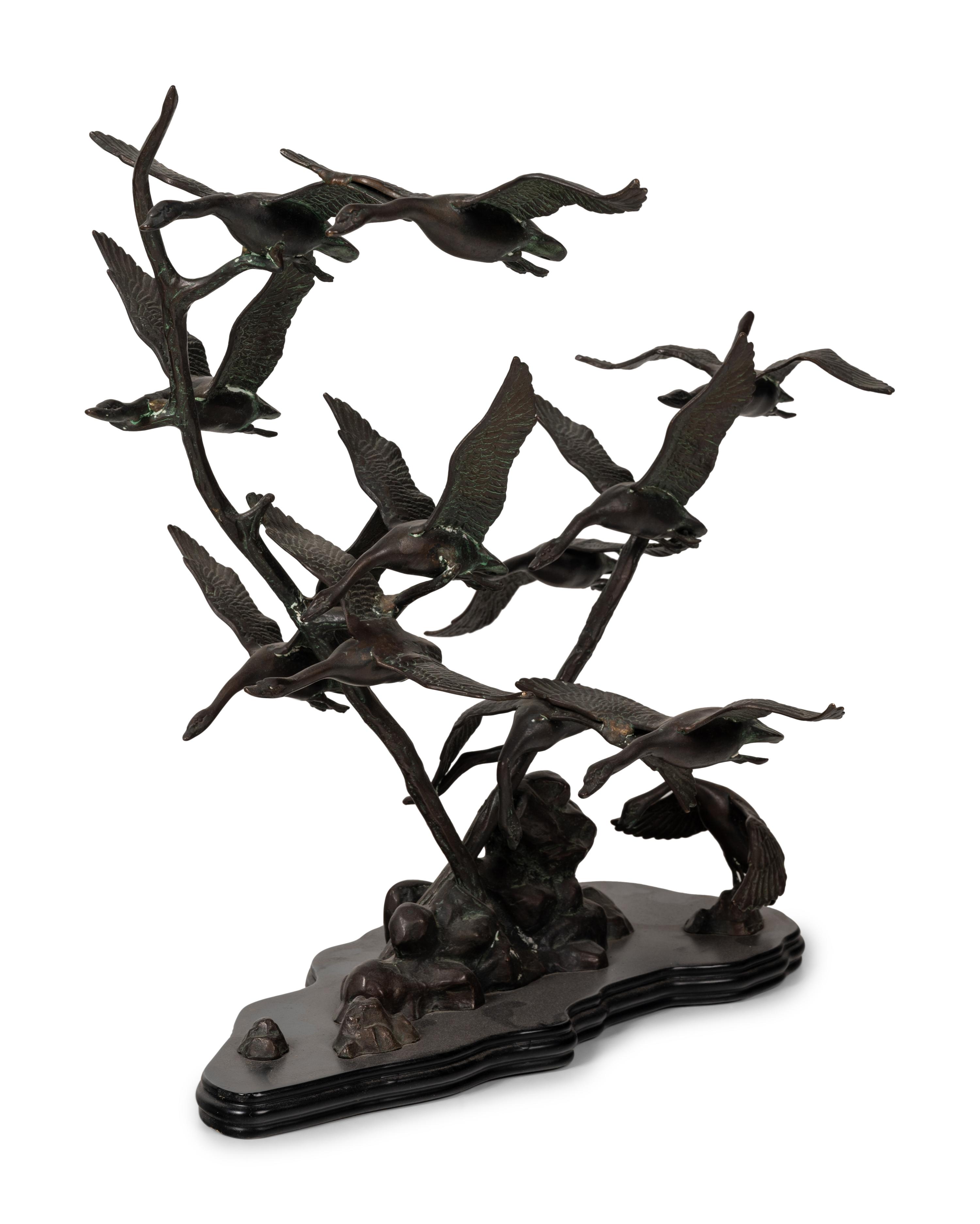 A Bronze Group of Flying Geese