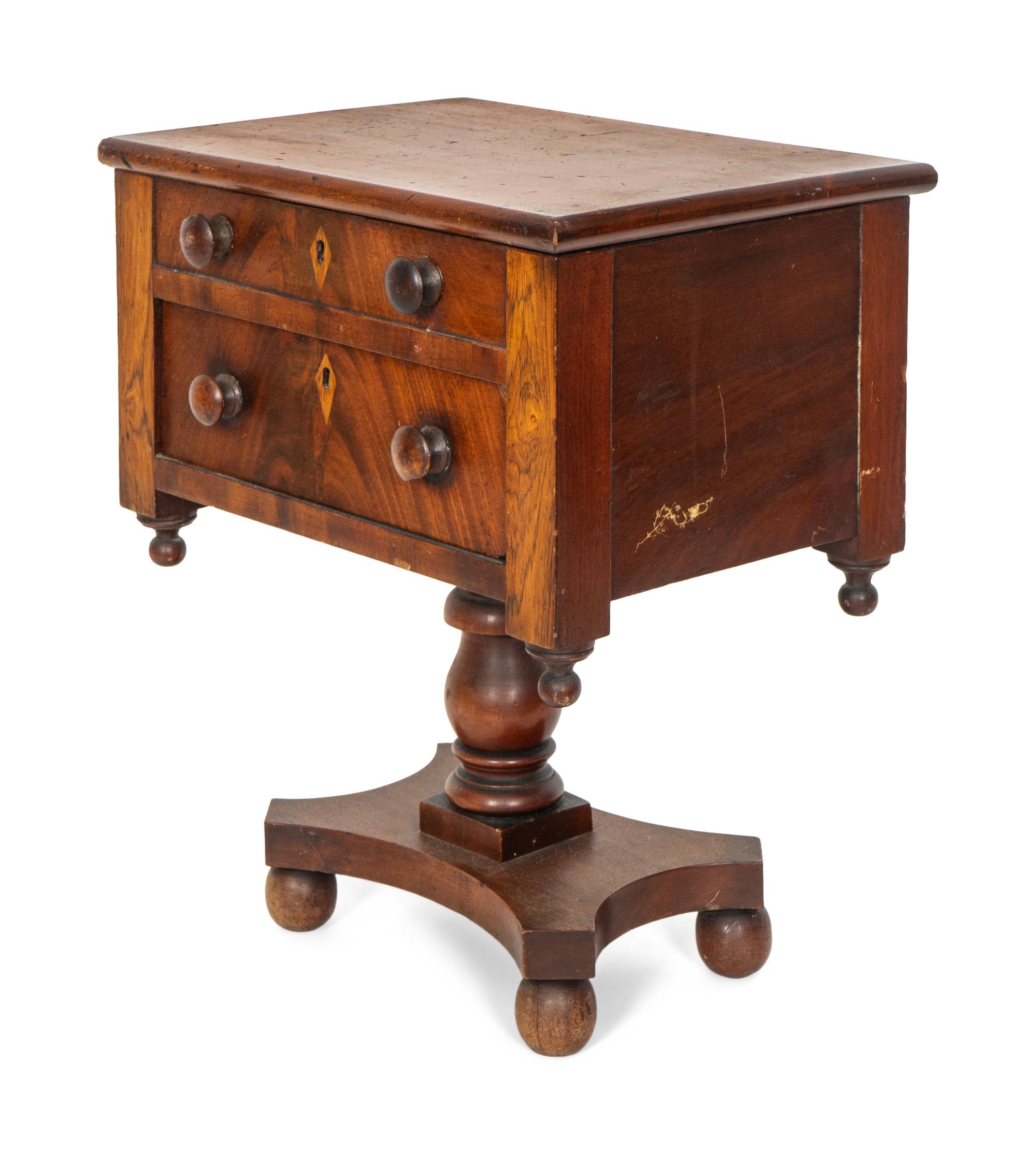 An American Classical Mahogany Veneered Miniature Sewing Stand