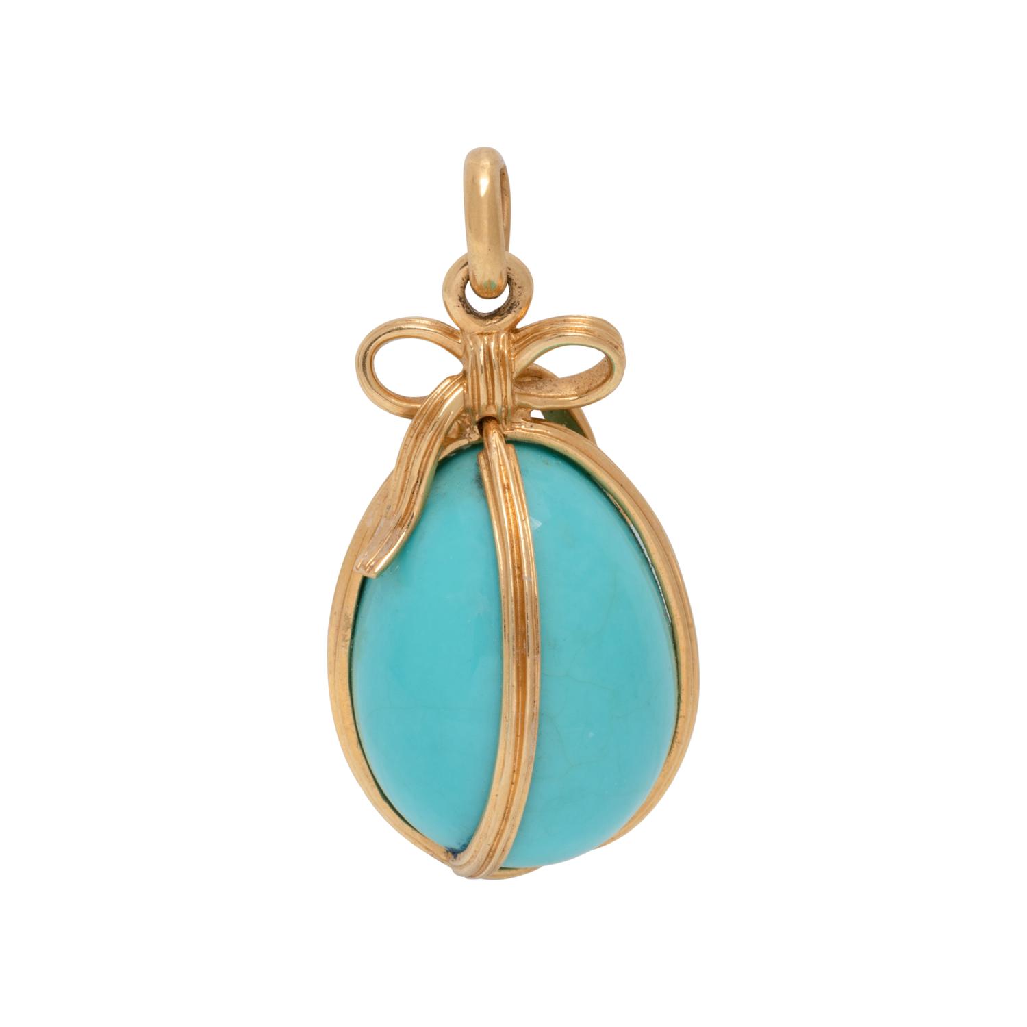 TIFFANY & CO., SCHLUMBERGER, YELLOW GOLD AND TURQUOISE EGG PENDANT