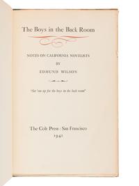 [COLT PRESS]. WILSON, Edmund (1895-1972). The Boys in the Back Room. Notes on California Novelists. San Francisco: The Colt Press, 1941.