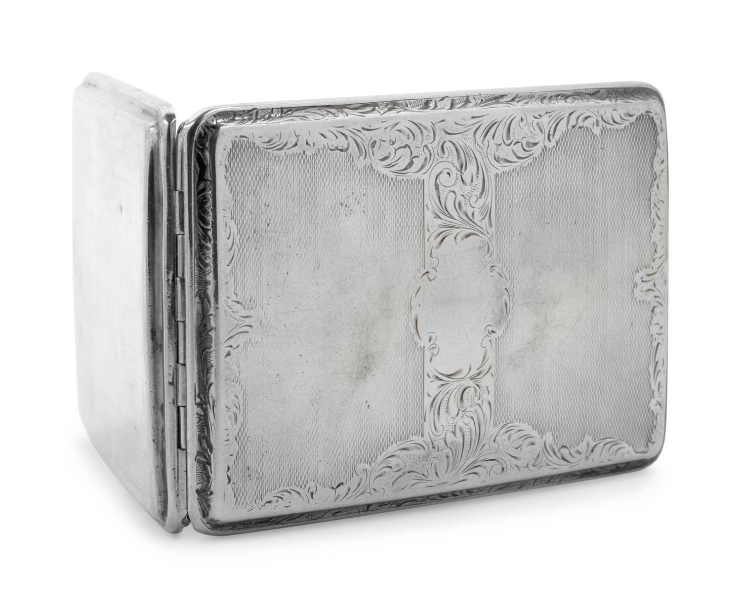 A Silver Cigarette Box and a Silver Cigarette Case