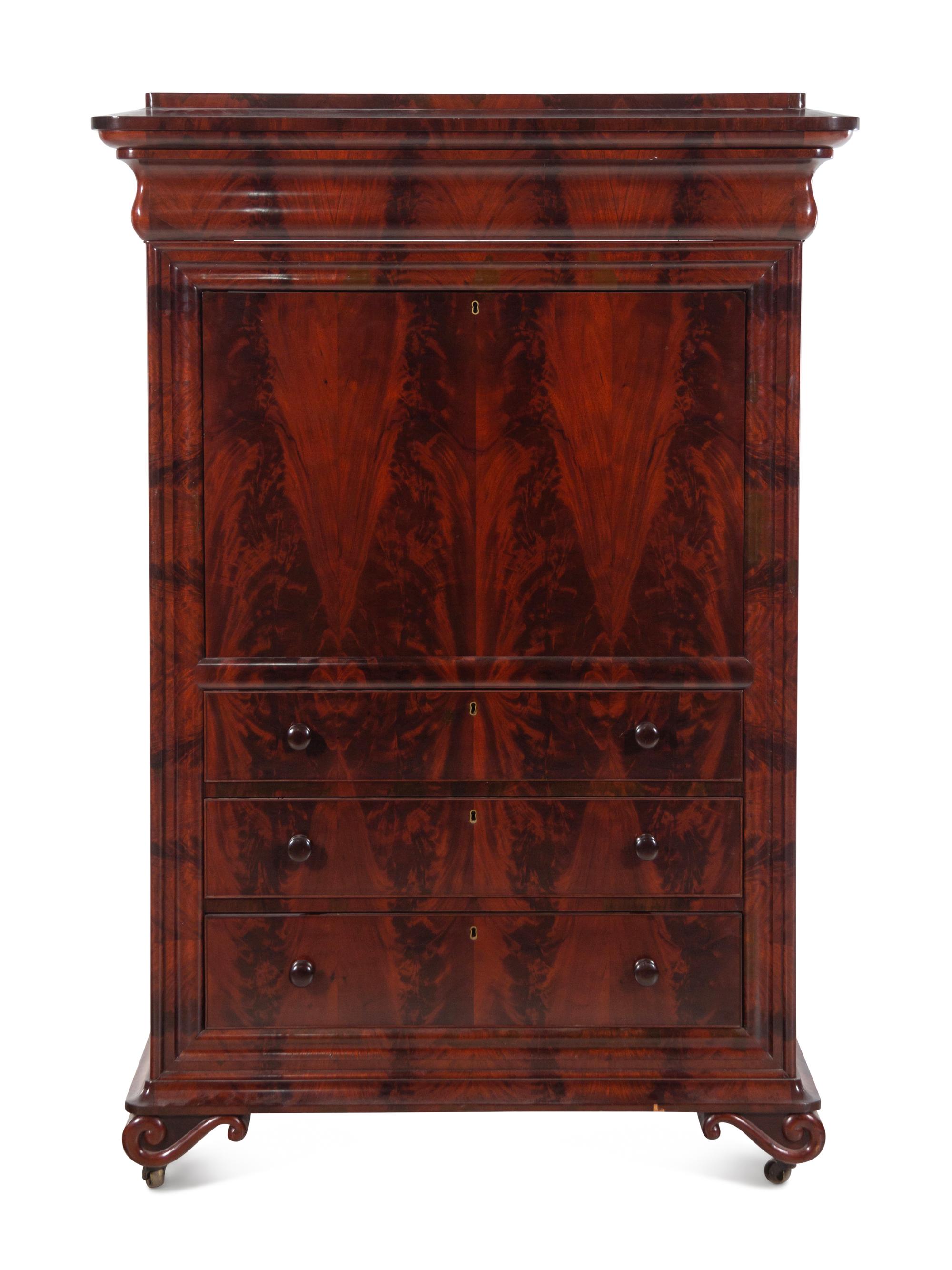 A Louis Philippe Figured Mahogany Secrétaire à Abattant