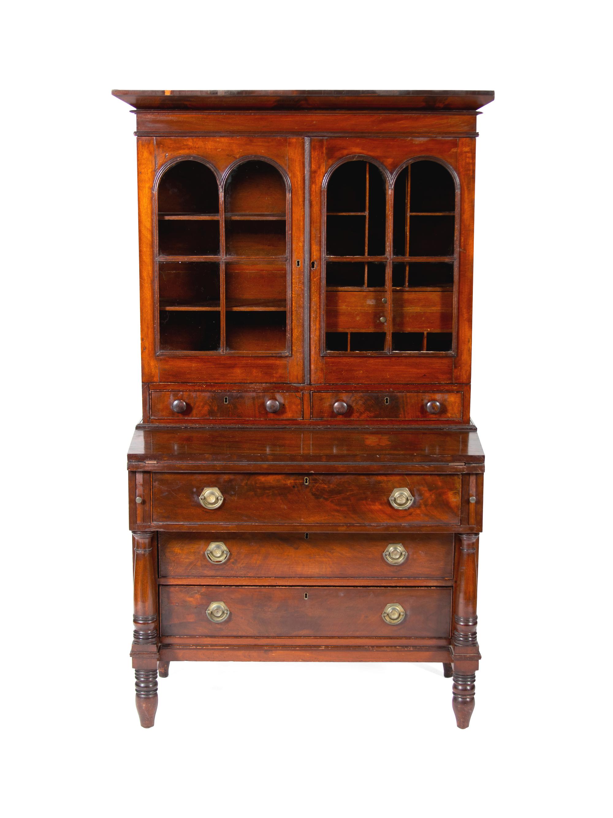 An American Empire Mahogany Secretary Desk — 19TH CENTURY