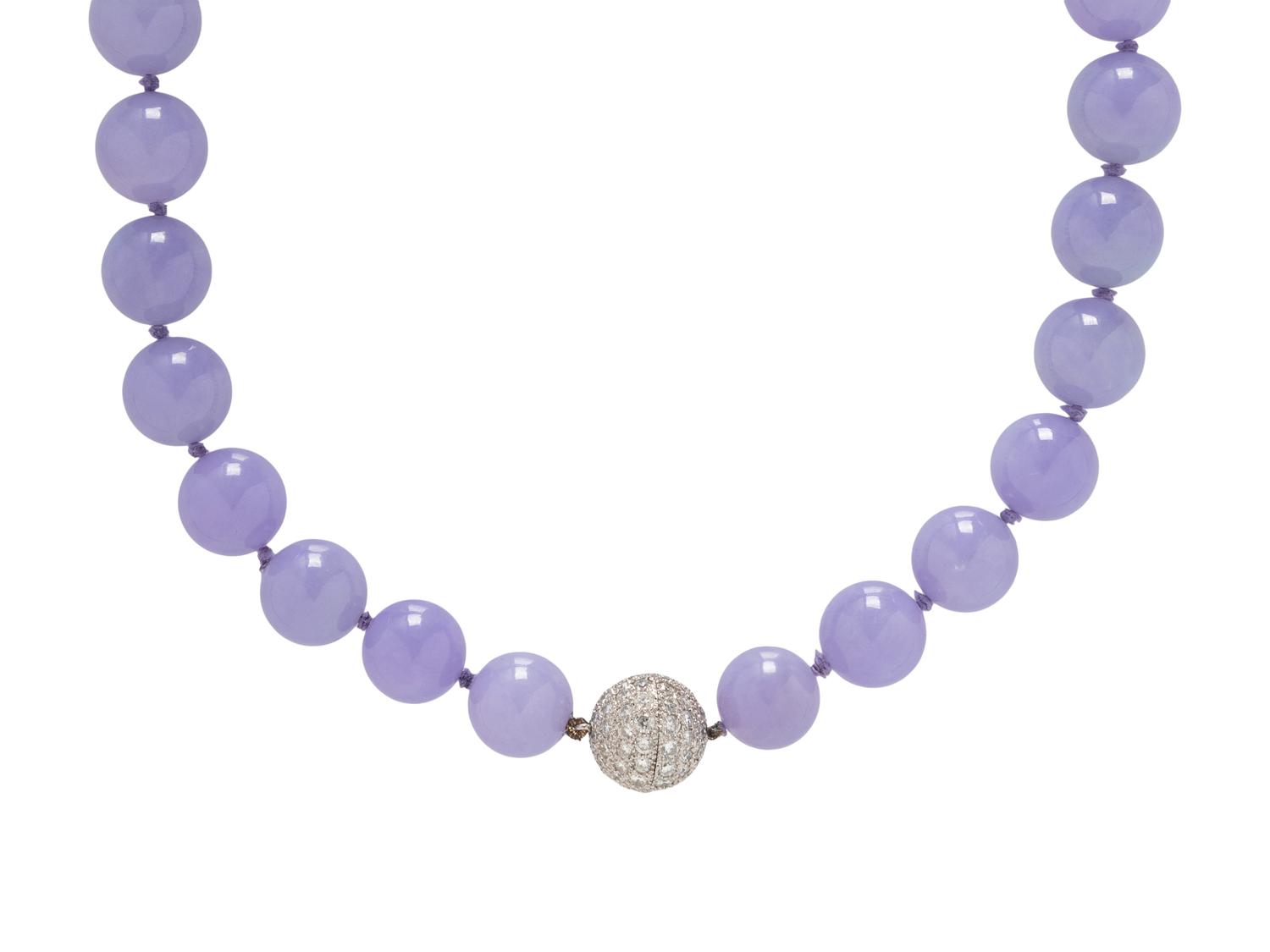 LAVENDER JADE, DIAMOND, AND PLATINUM NECKLACE