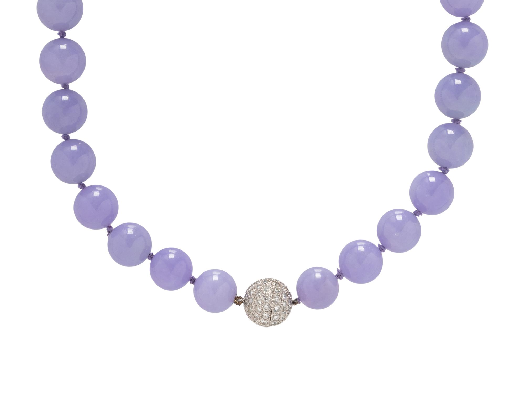 LAVENDER JADE, DIAMOND, AND PLATINUM NECKLACE