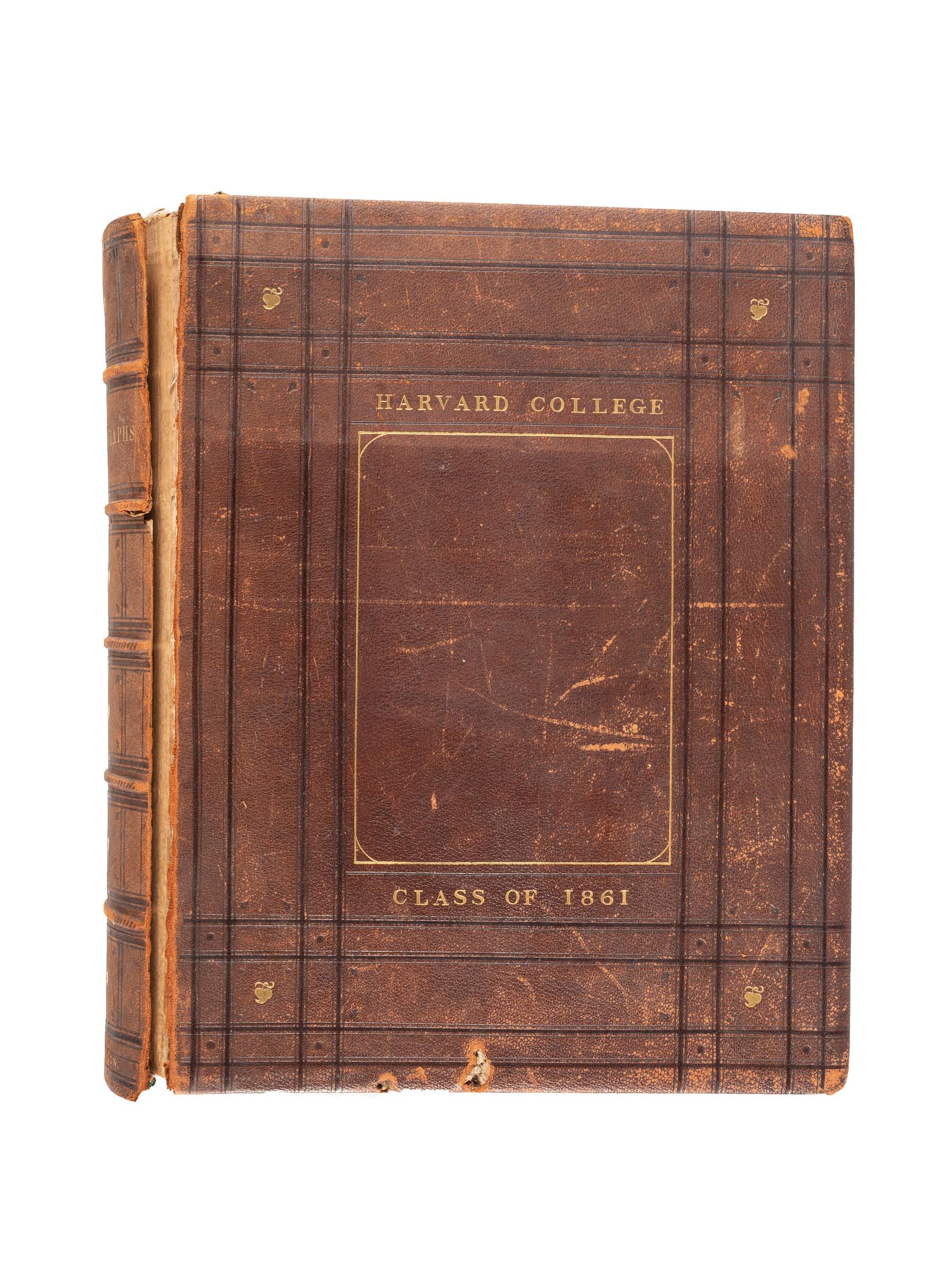 [HARVARD UNIVERSITY]. The Class of 1861 Harvard College . Cambridge, MA: Riverside, 1861. Yearbook with albumen photographs of faculty, students, and grounds.