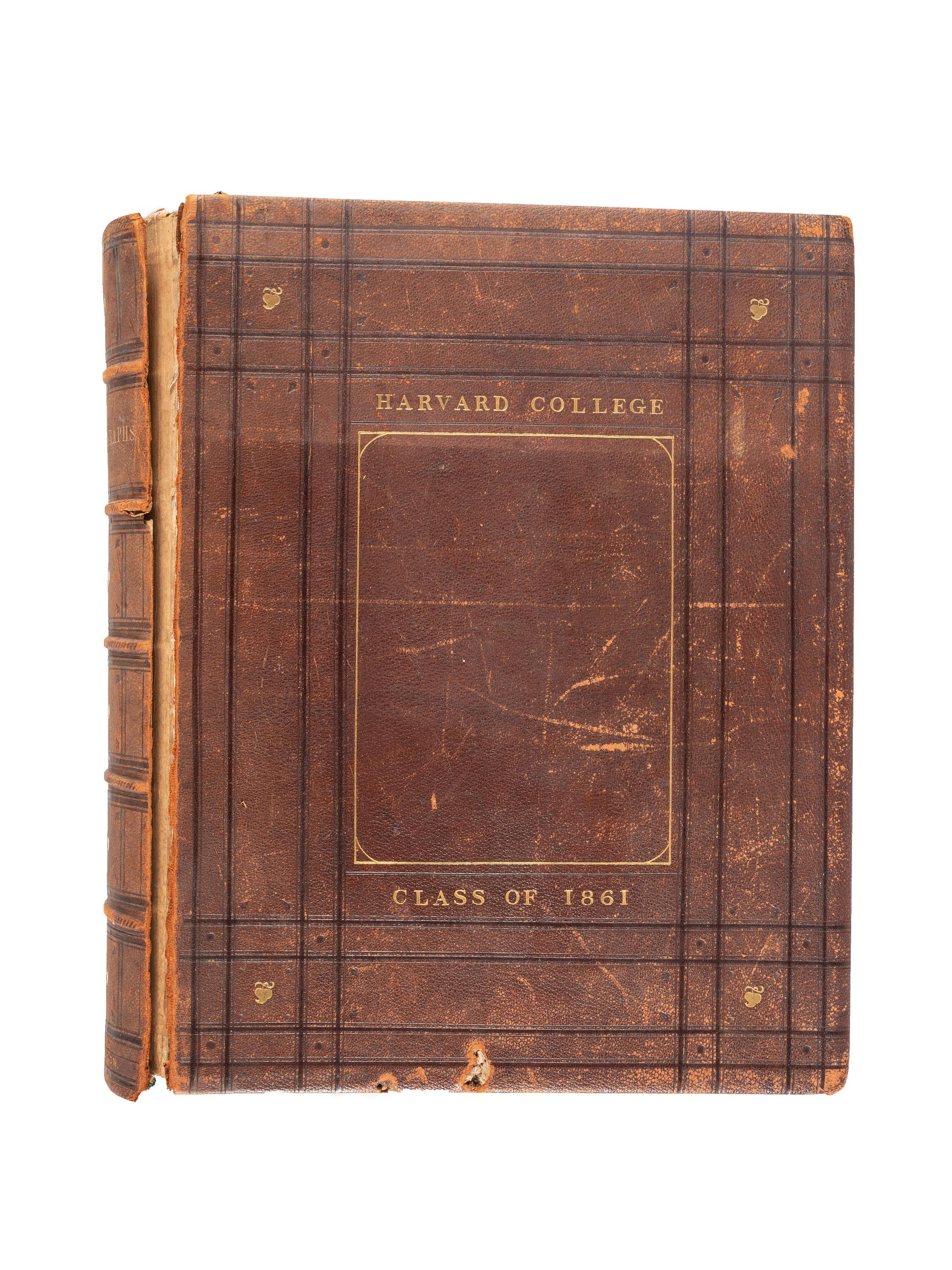 [HARVARD UNIVERSITY]. The Class of 1861 Harvard College . Cambridge, MA: Riverside, 1861. Yearbook with albumen photographs of faculty, students, and grounds.