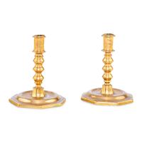 A Pair of Spanish Bell Metal Candlesticks