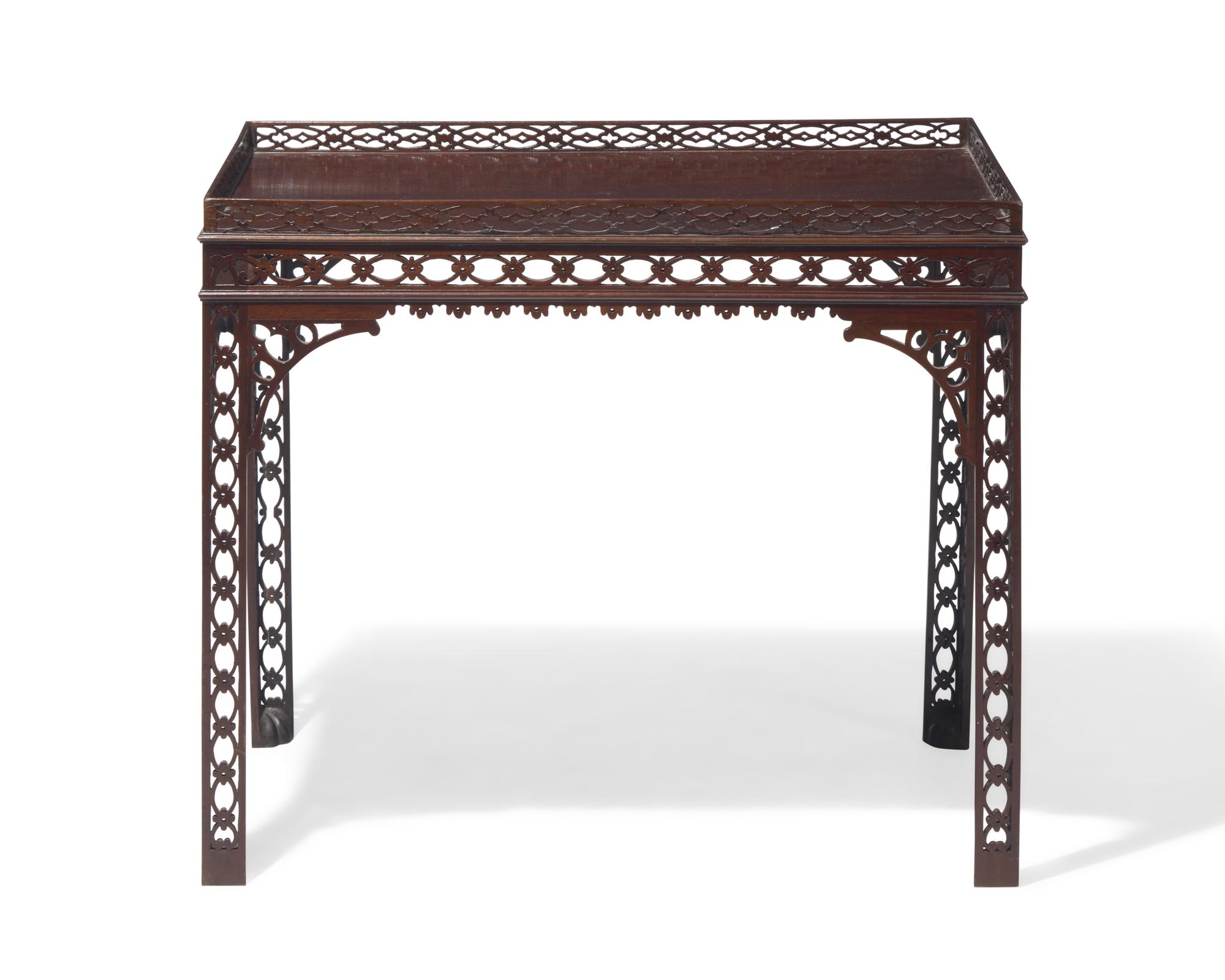 A George III fret-carved mahogany silver table, circa 1760