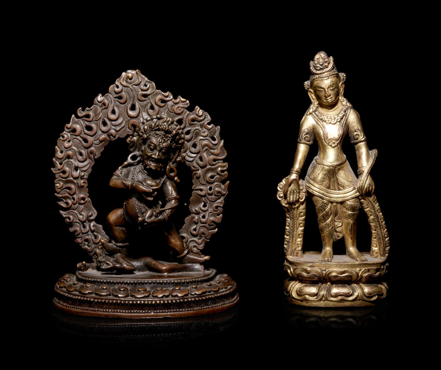 Two Sino-Tibetan Bronze Figures of Deities