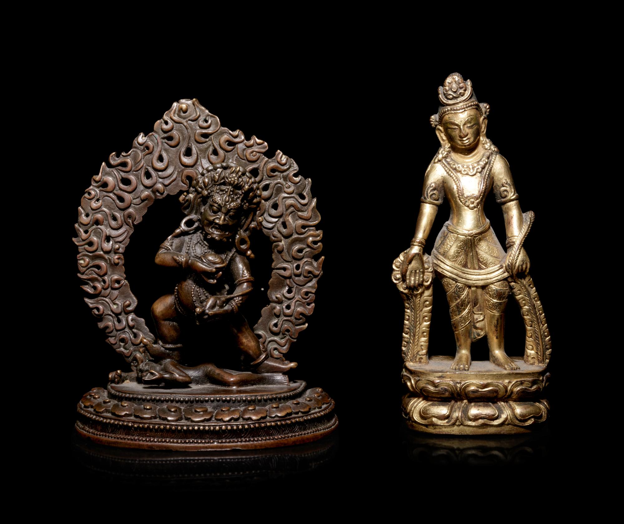 Two Sino-Tibetan Bronze Figures of Deities