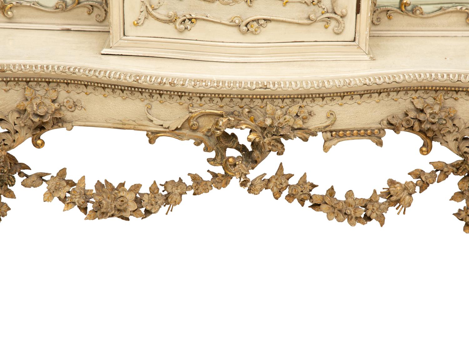 An Italian Rococo Style Gray Painted and Parcel Gilt Vitrine Table — 19th/20th Century
