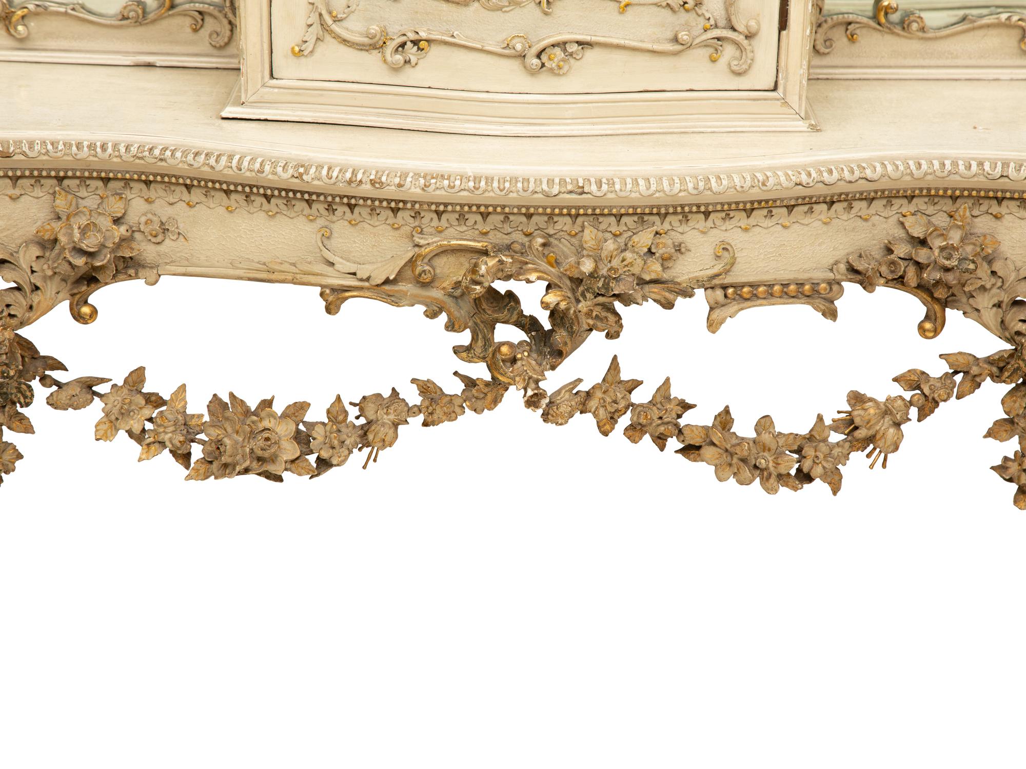 An Italian Rococo Style Gray Painted and Parcel Gilt Vitrine Table — 19th/20th Century