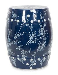 A Chinese Blue and White Glazed Ceramic Garden Seat