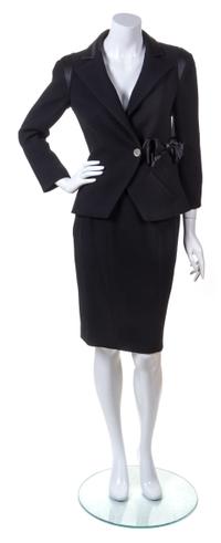 A Chanel Black Wool Skirt Suit, Skirt size 38.