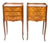 A Pair of Louis XV Style Maquetry Side Tables Height 26 inches. — 20TH CENTURY