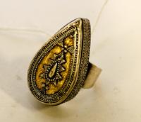 A Kazakh Silver and Mixed Metal Ring Length 1 1/2 inches.