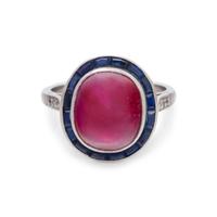 RUBY, SAPPHIRE AND DIAMOND RING