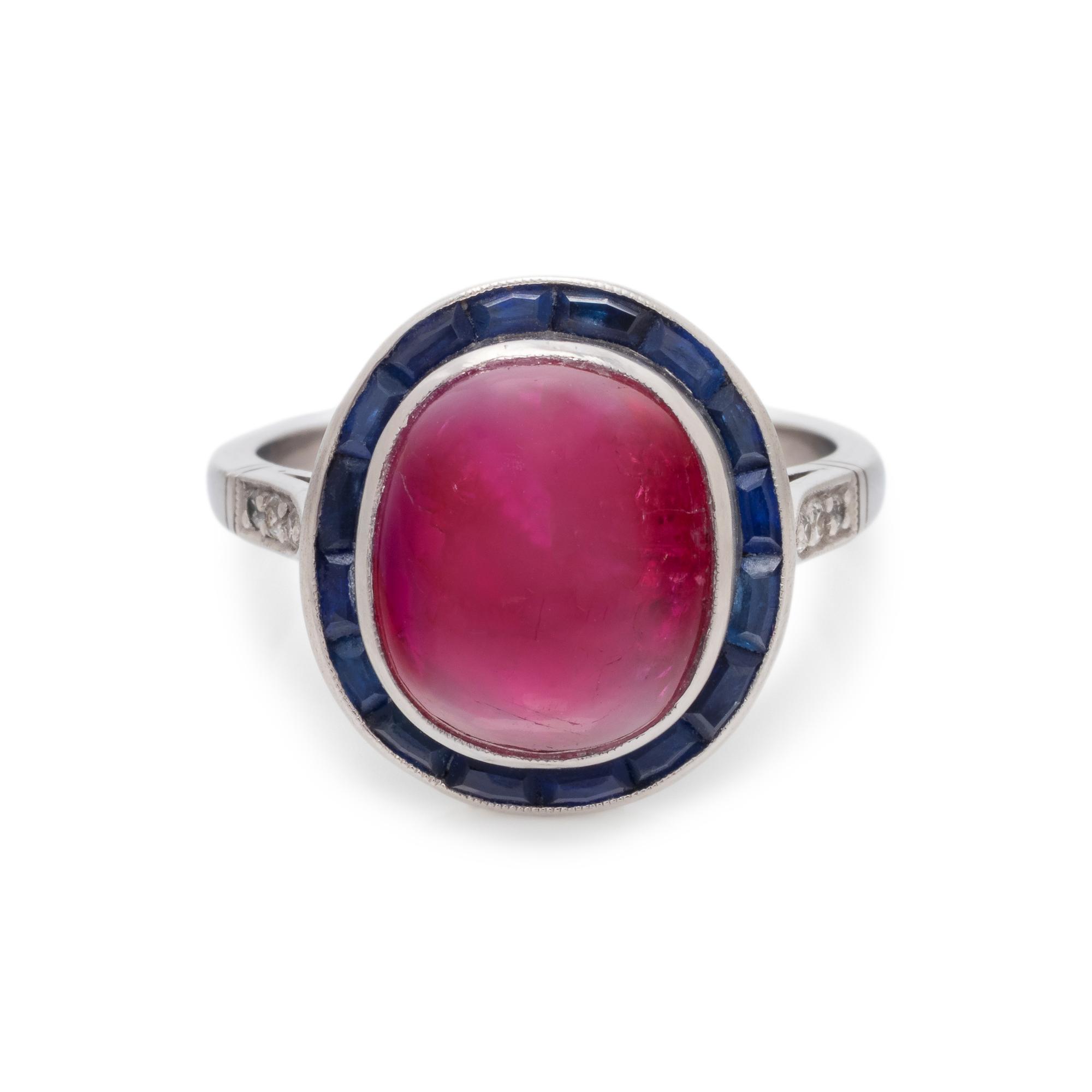 RUBY, SAPPHIRE AND DIAMOND RING