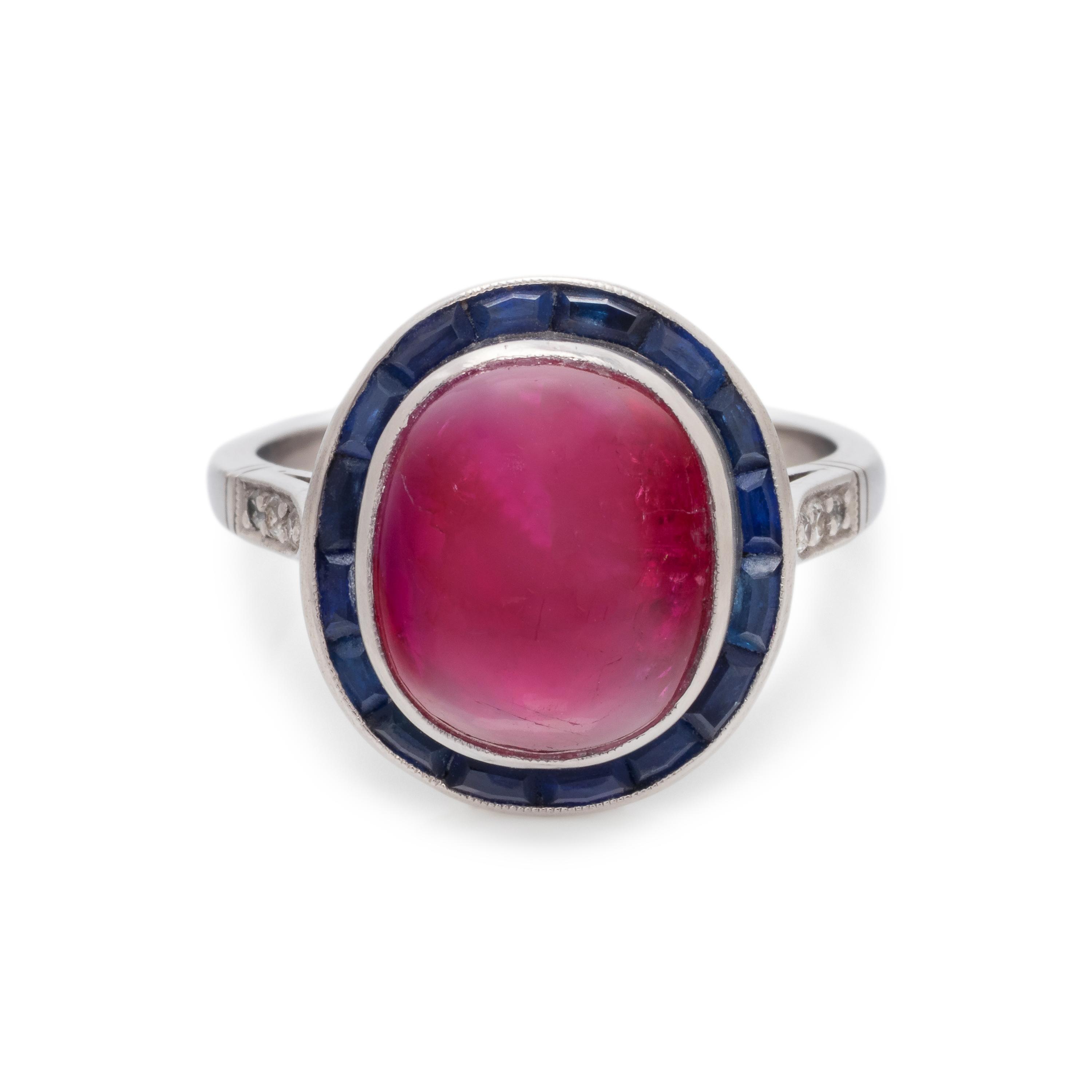 RUBY, SAPPHIRE AND DIAMOND RING