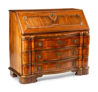A Continental Parcel Gilt Walnut Slant-Front Bureau