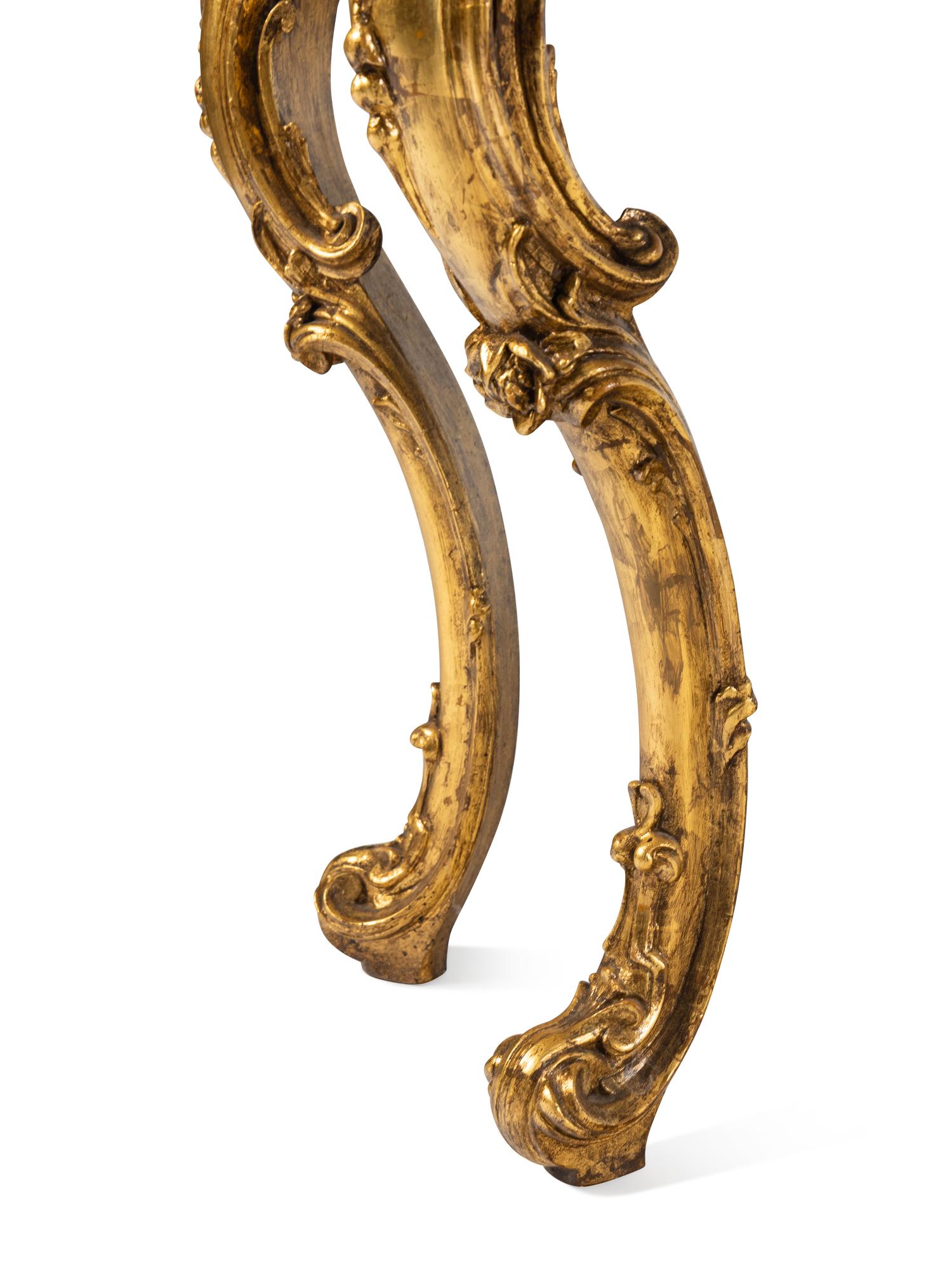A Louis XV Style Giltwood Marble-Top Console Table