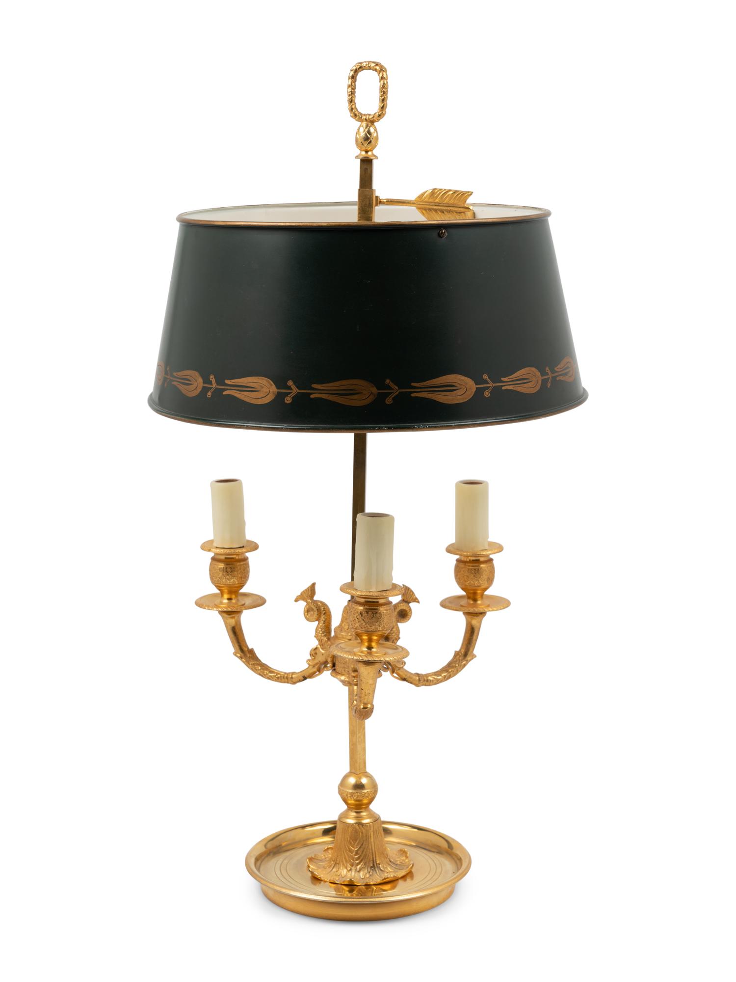 A Gilt Metal and Tôle Bouillotte Lamp