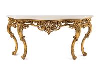 A Louis XV Style Giltwood Marble-Top Console Table