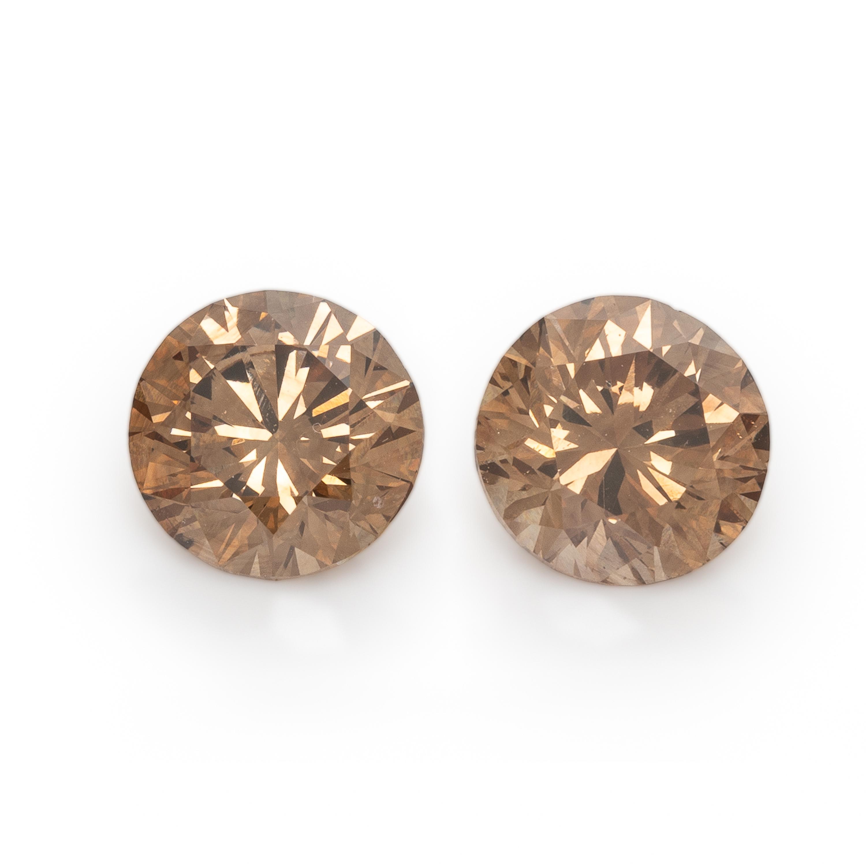 Pair of Fancy Dark Orange-Brown Diamonds