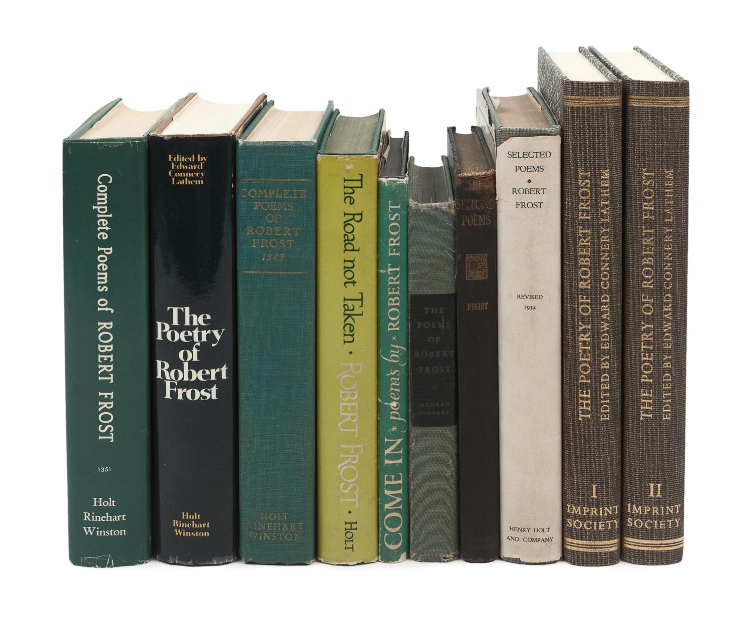 FROST, Robert (1874-1963). A group of approximately 87 works by or about Frost consisting of later editions of his works, collected editions, and reference works, including:
