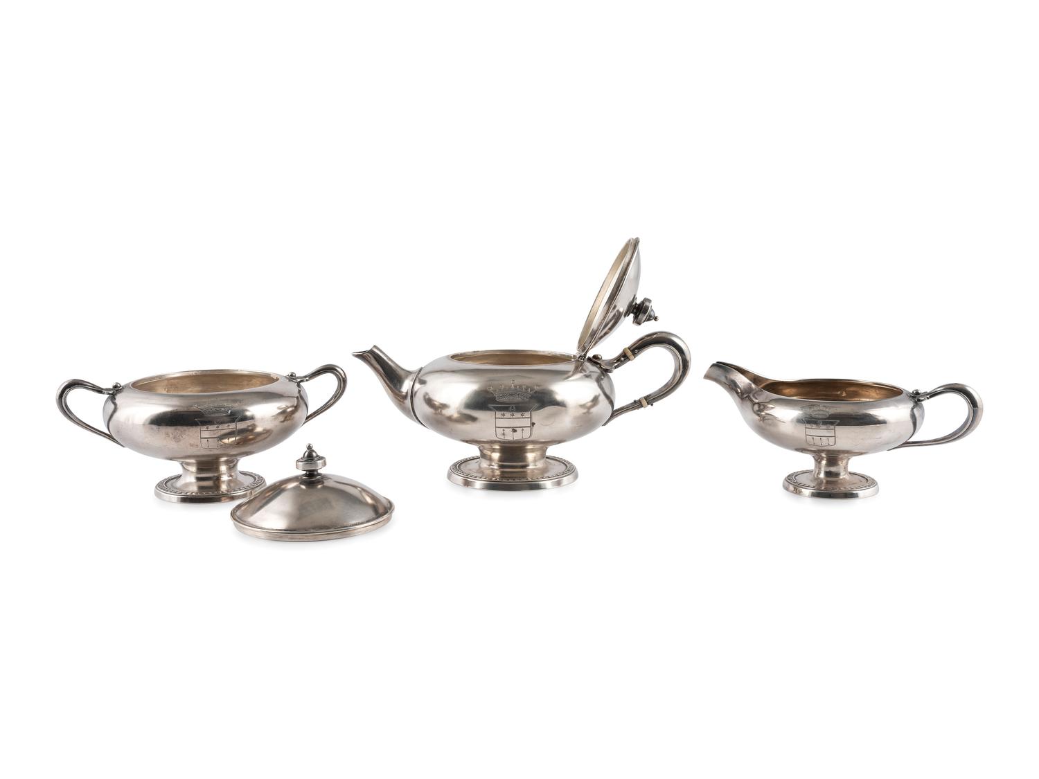An American Three-Piece Silver Tea Set