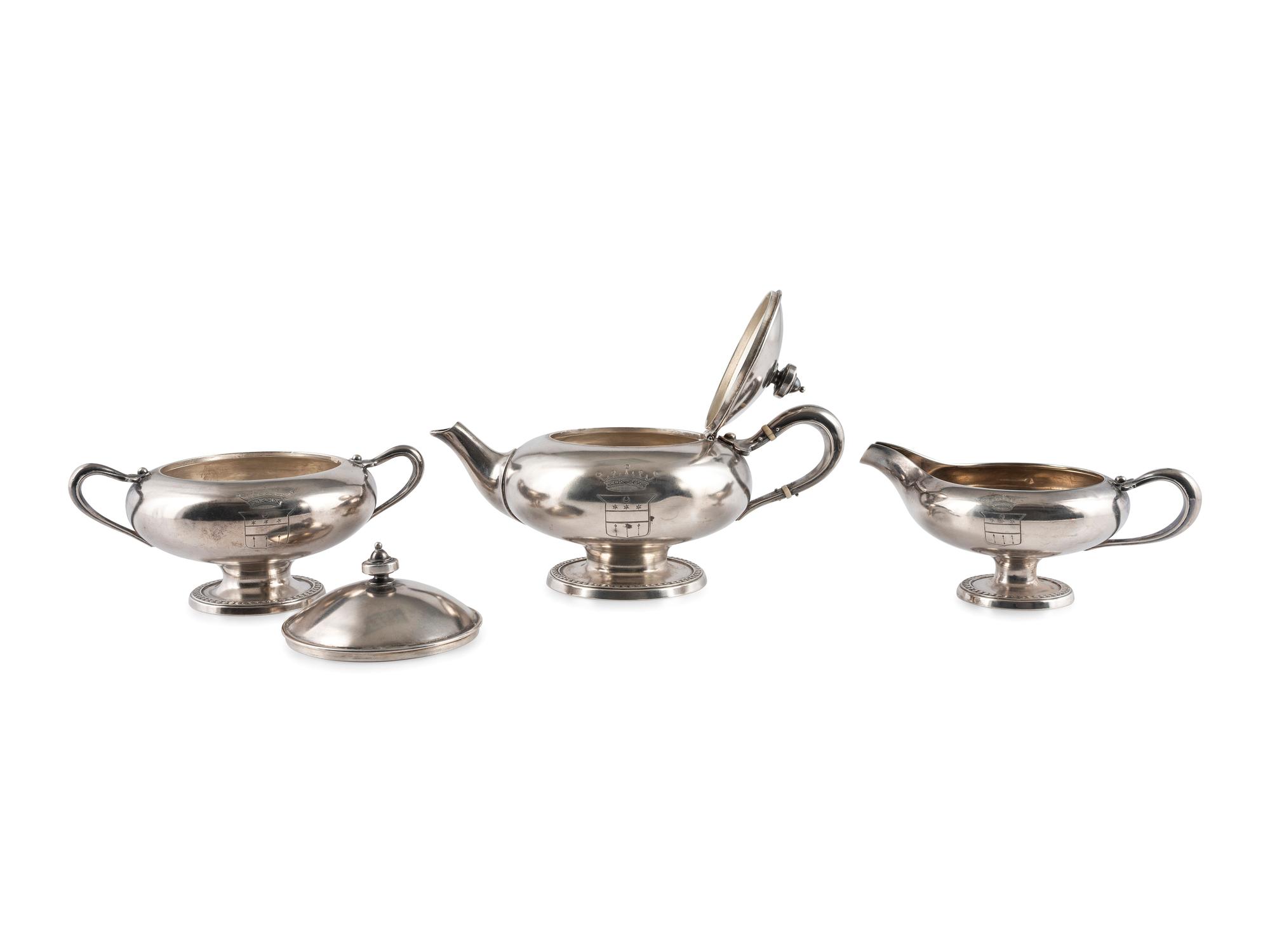 An American Three-Piece Silver Tea Set