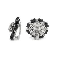 ONYX AND DIAMOND FLOWER EARCLIPS