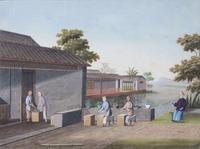 A group of five Chinese Export paintings depicting the manufacture of tea, first part 19th century 製茶圖一組五幅 十九世紀初