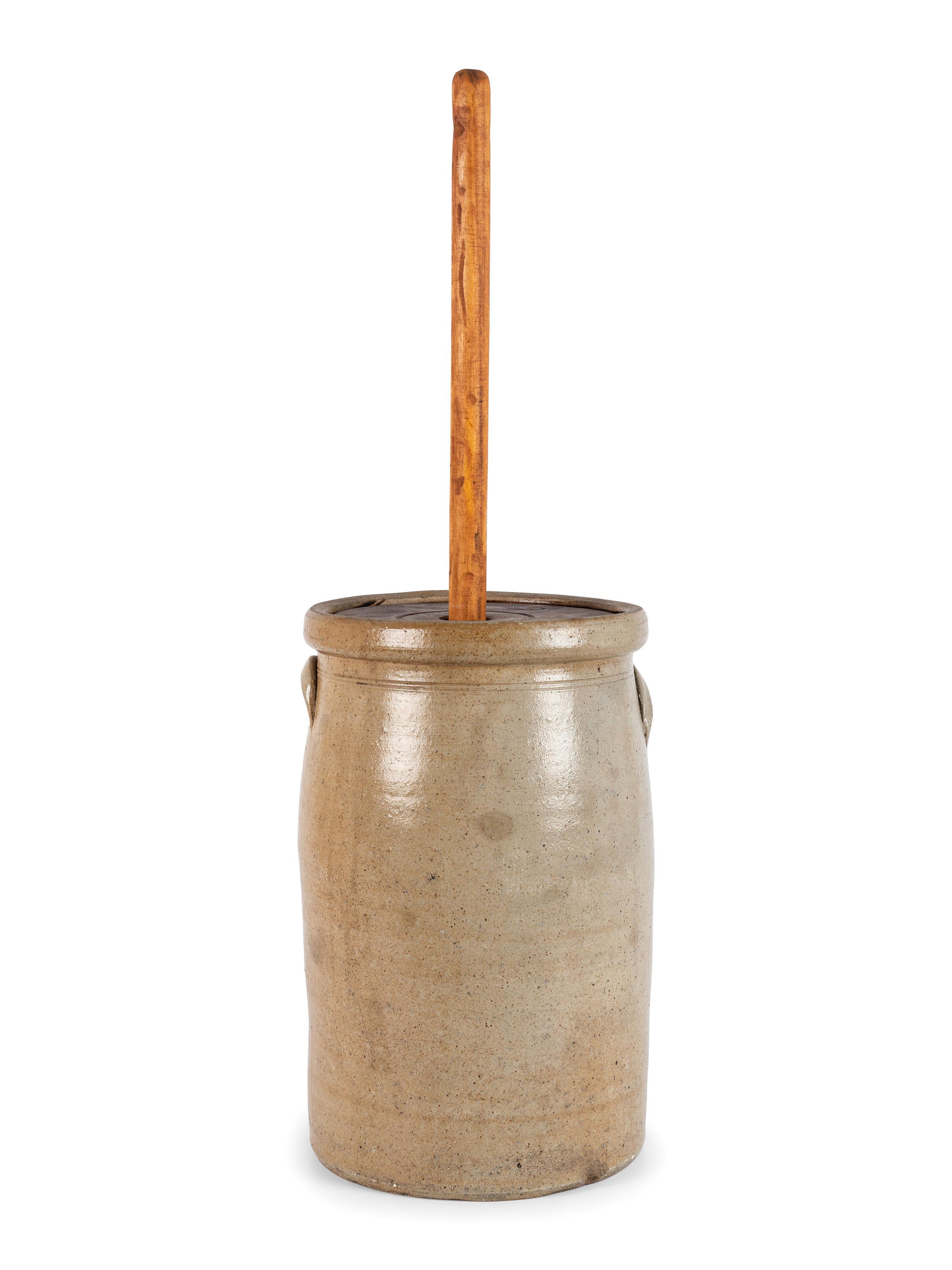 A New York Cobalt-Decorated Five-Gallon Stoneware Churn