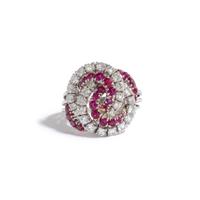 CARTIER, WHITE GOLD, DIAMOND AND RUBY RING