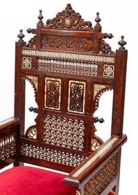 A Set of Four Moorish Style Bone and Mother-of-Pearl Inlaid Armchairs
