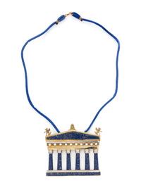 LAPIS LAZULI, DIAMOND, AND GOLD ARCHITECTURAL PENDANT