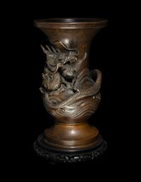 A Japanese Parcel Gilt Bronze Vase